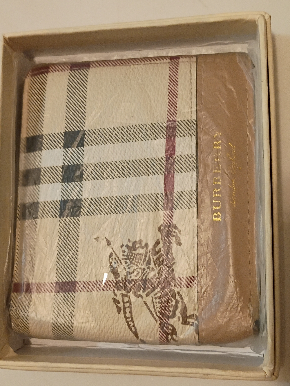 Burberry Classic Check Leather Bifold Wallet - Beige/Tan